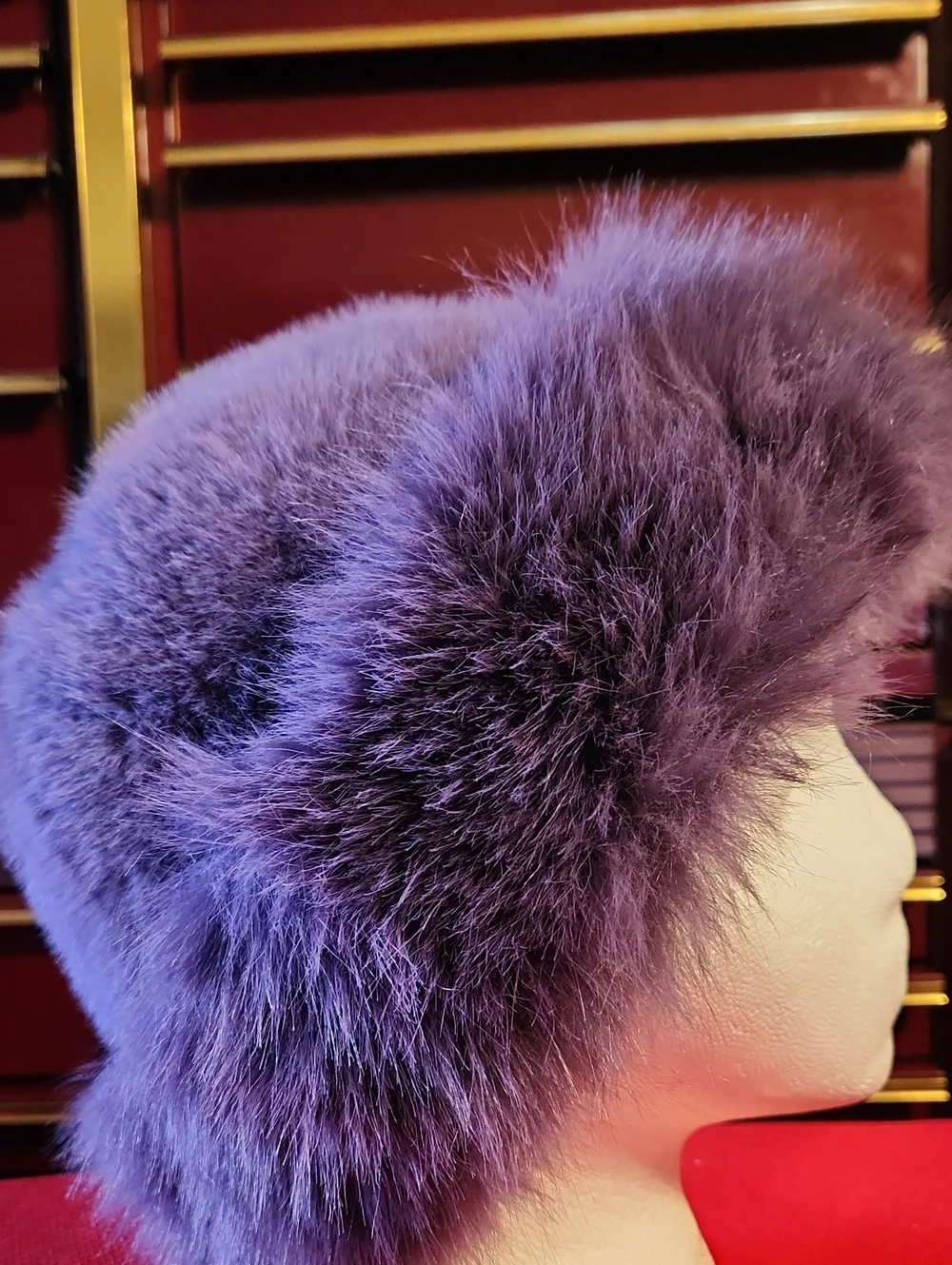 Purple Faux Fur Winter Hat- Women Hair Accessory